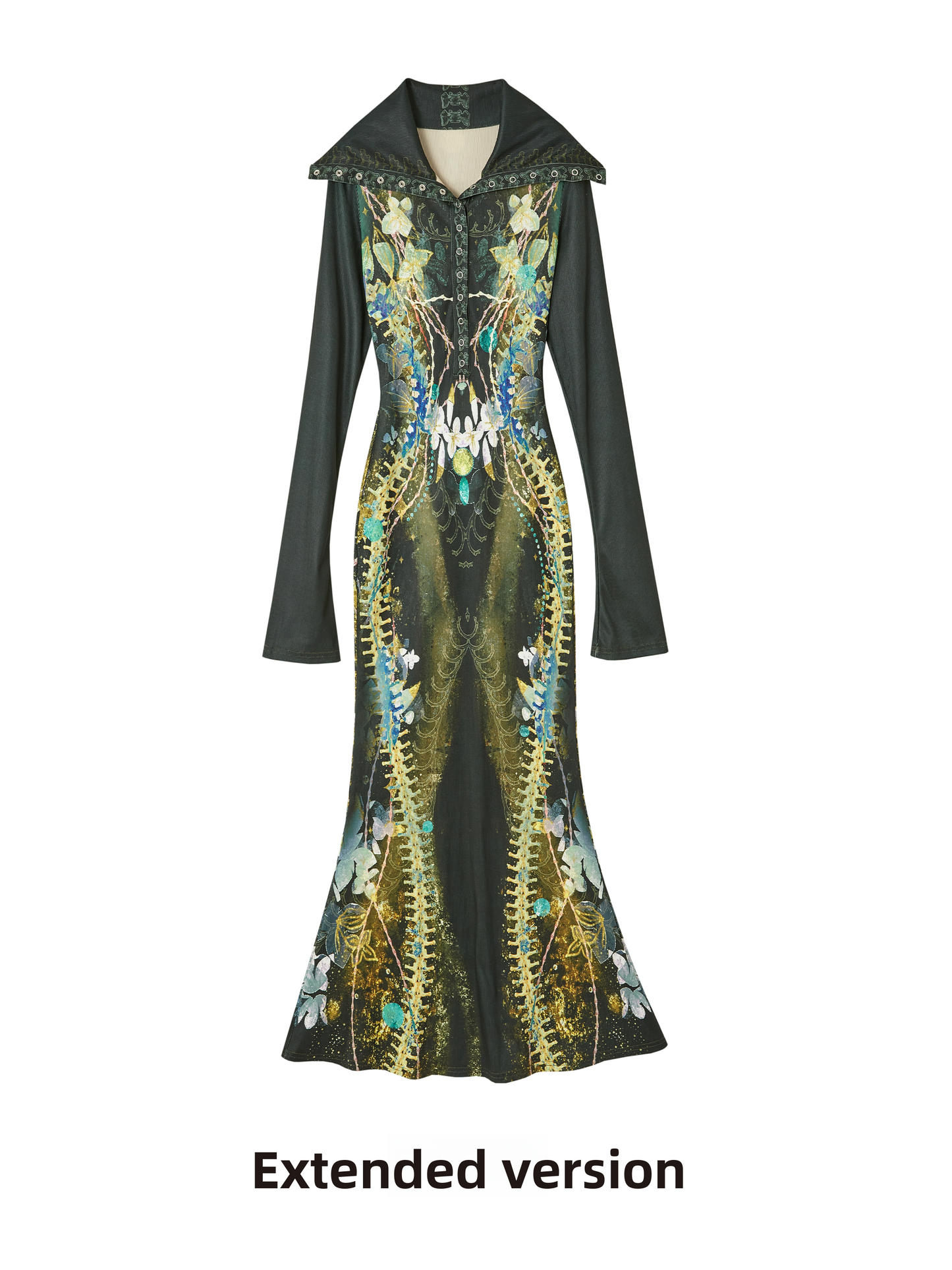 Robe queue de poisson tricotée imprimée