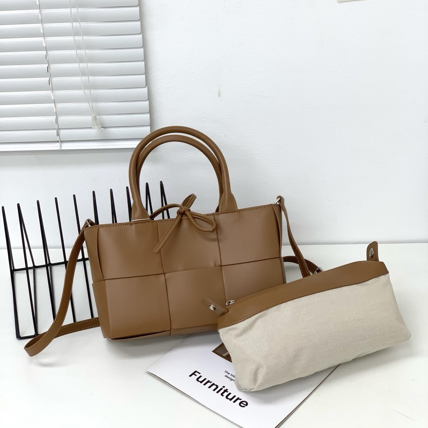 Sac cabas bandoulière en cuir véritable