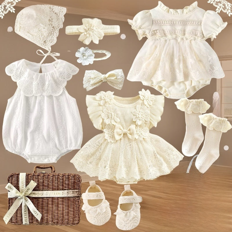 Ensemble robe en dentelle pour bébé fille avec accessoires