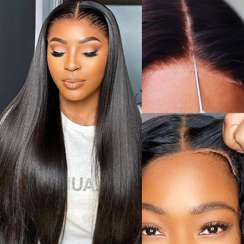 Perruque longue en cheveux humains lisses