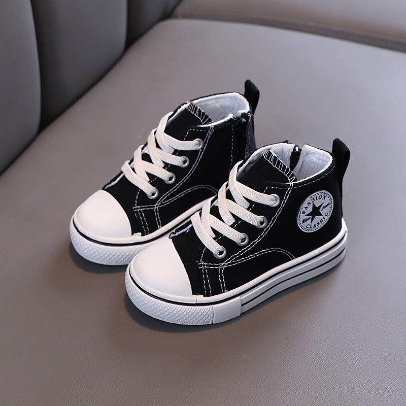Chaussures décontractées en toile pour enfants avec fermeture éclair latérale