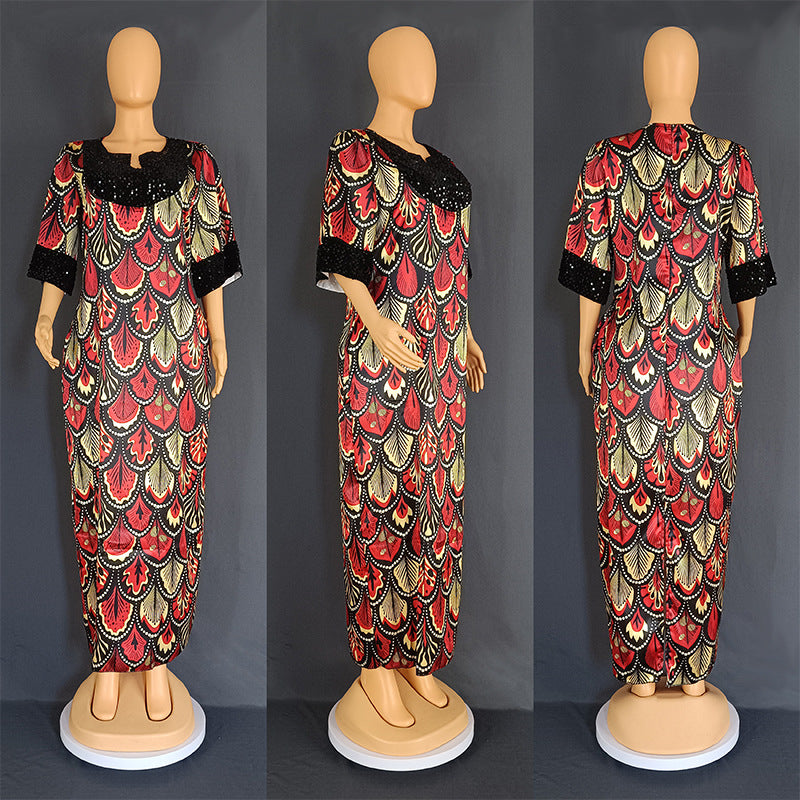 Habit :Robe longue en satin à sequins