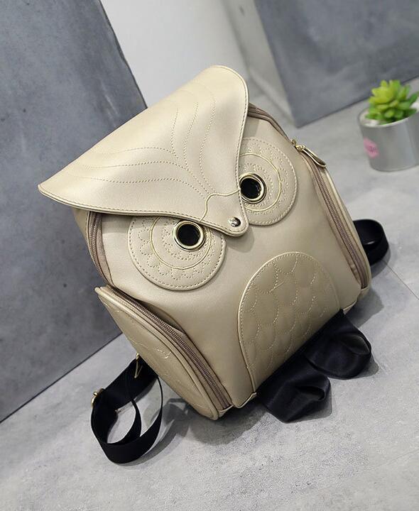 Sac à dos en similicuir PU avec motif chouette pour femmes