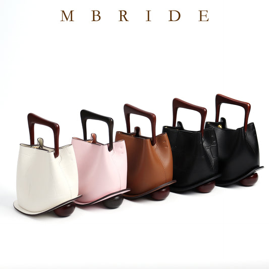 Sac seau en cuir véritable avec bandoulière réglable