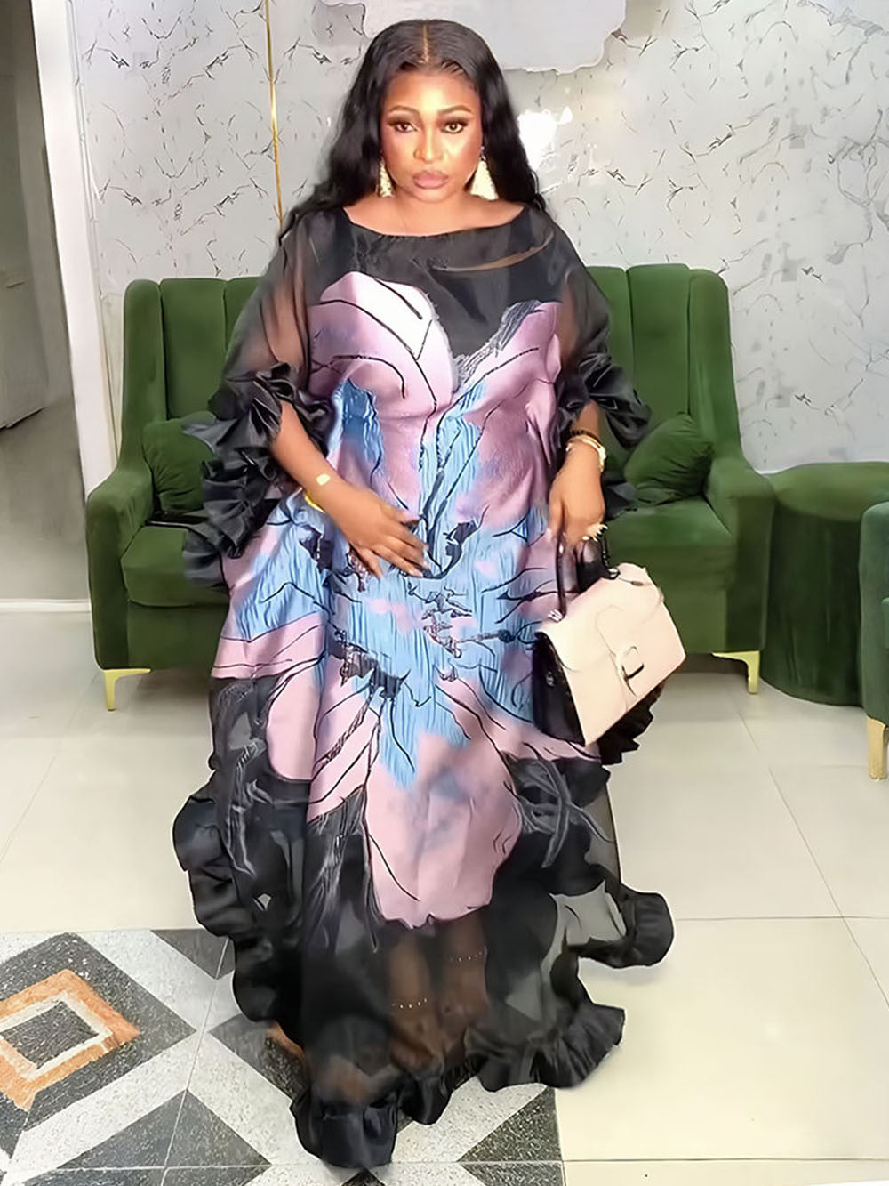 Habit :Robe en organza à imprimé floral