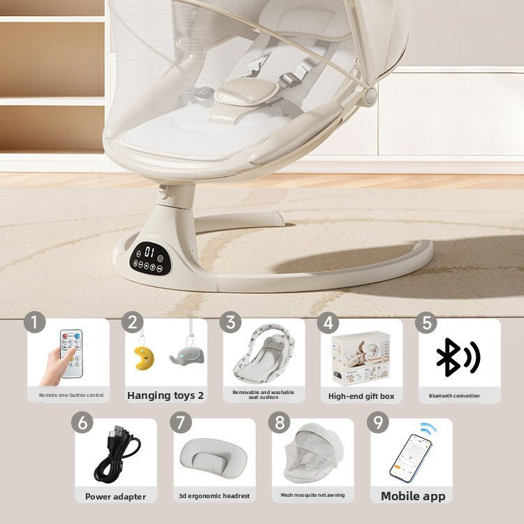 Fauteuil à bascule électrique pour bébé avec commande par application Bluetooth