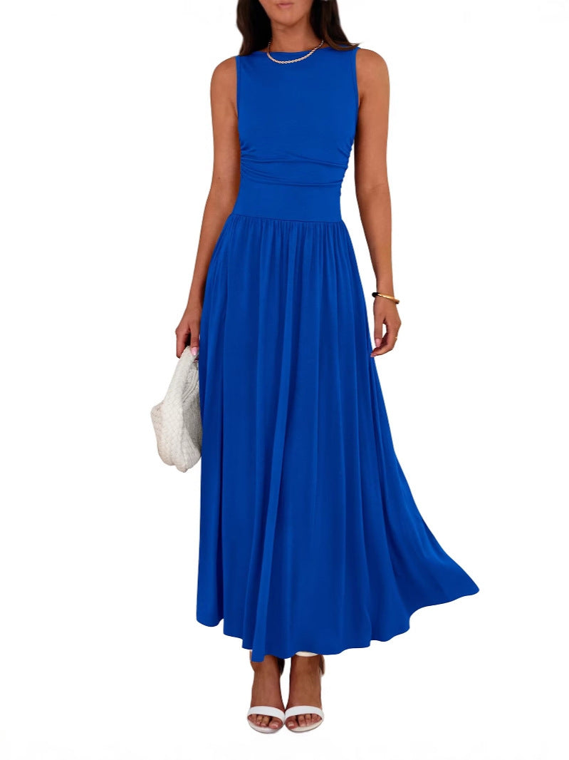 Robe longue à poches plissées