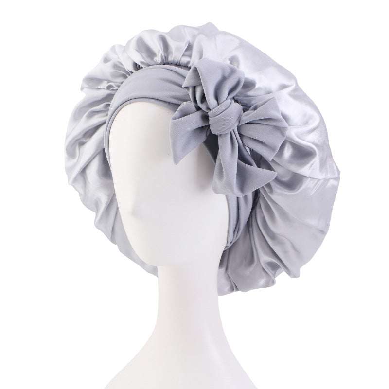 Bonnet de nuit en satin avec ruban élastique