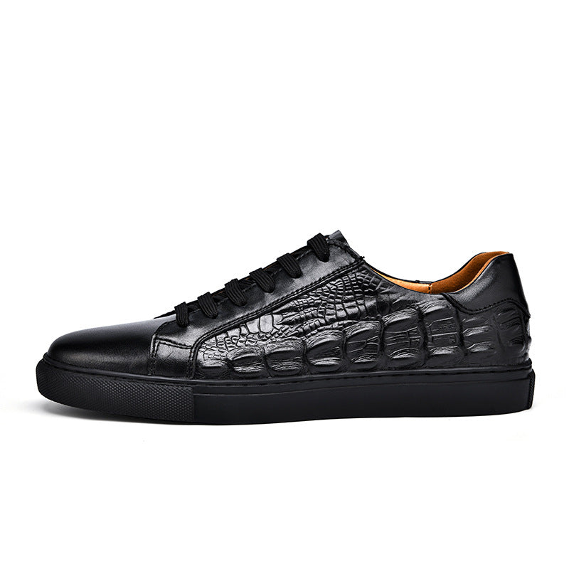 Chaussures décontractées pour hommes en cuir véritable à motif crocodile