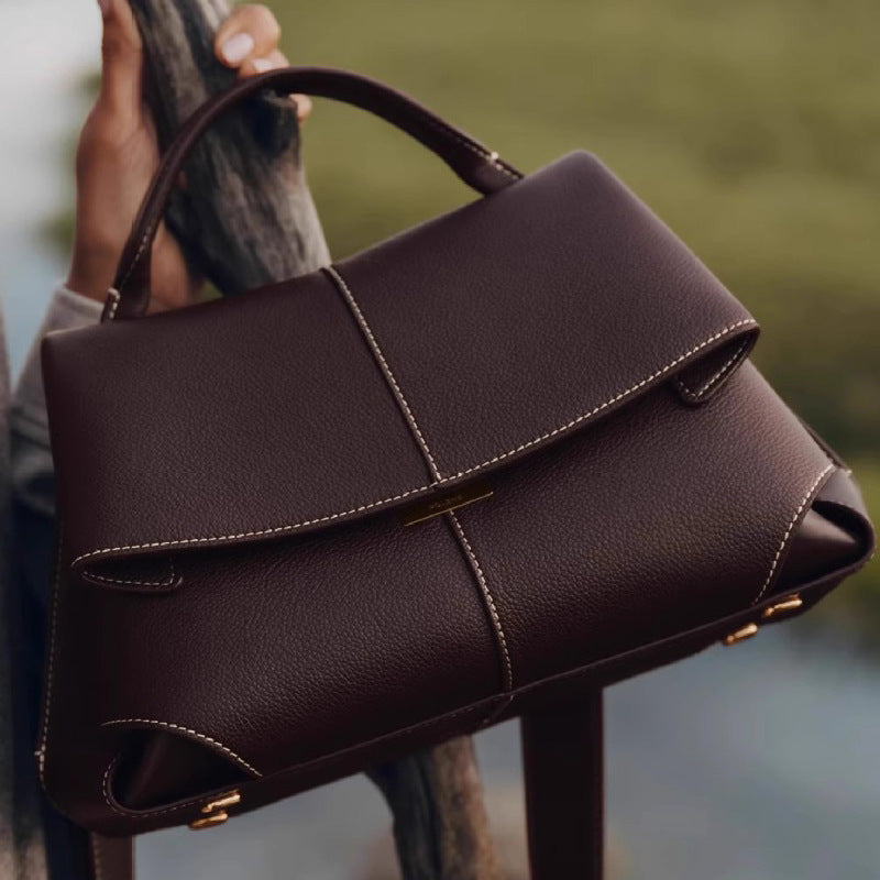 Sac bandoulière plissé en cuir véritable Polène Smile