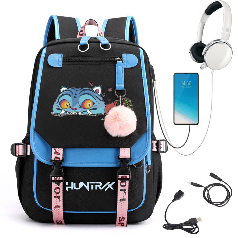 Sac à dos d'école avec motif cartoon et grande capacité