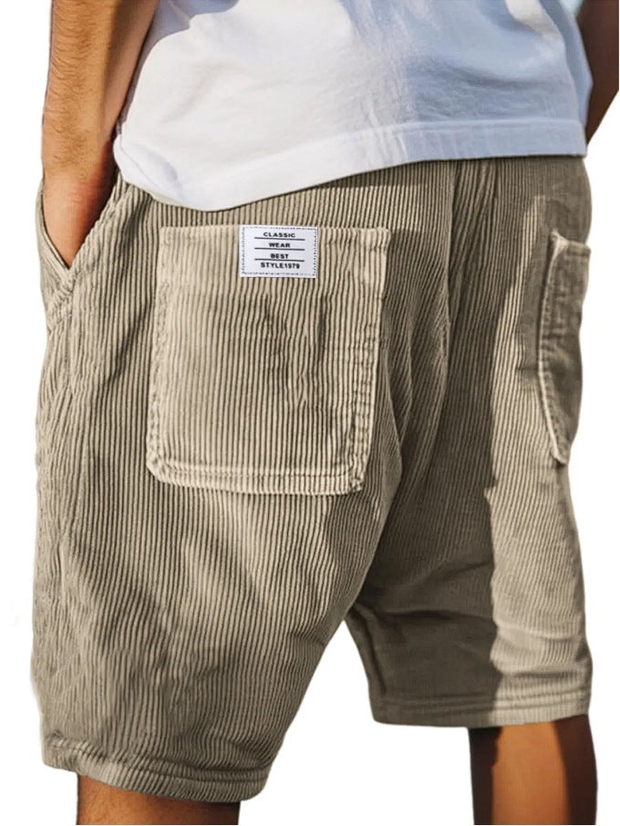 Shorts en velours côtelé vintage pour hommes avec plusieurs poches