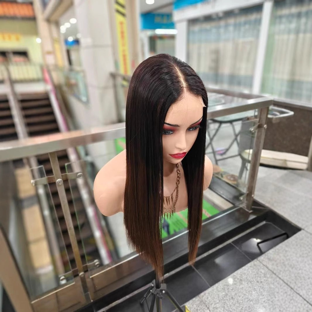 Perruque droite en cheveux humains vietnamien avec front en dentelle