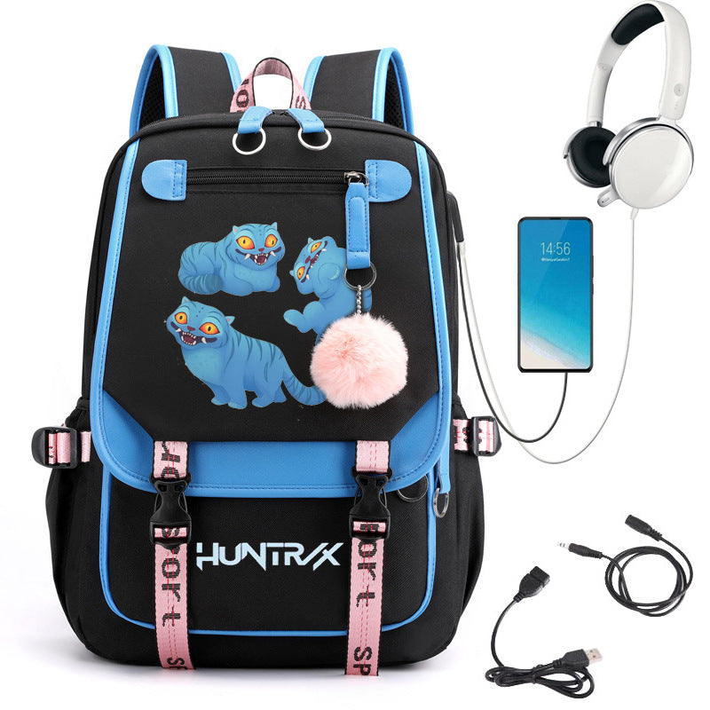 Sac à dos d'école avec motif cartoon et grande capacité
