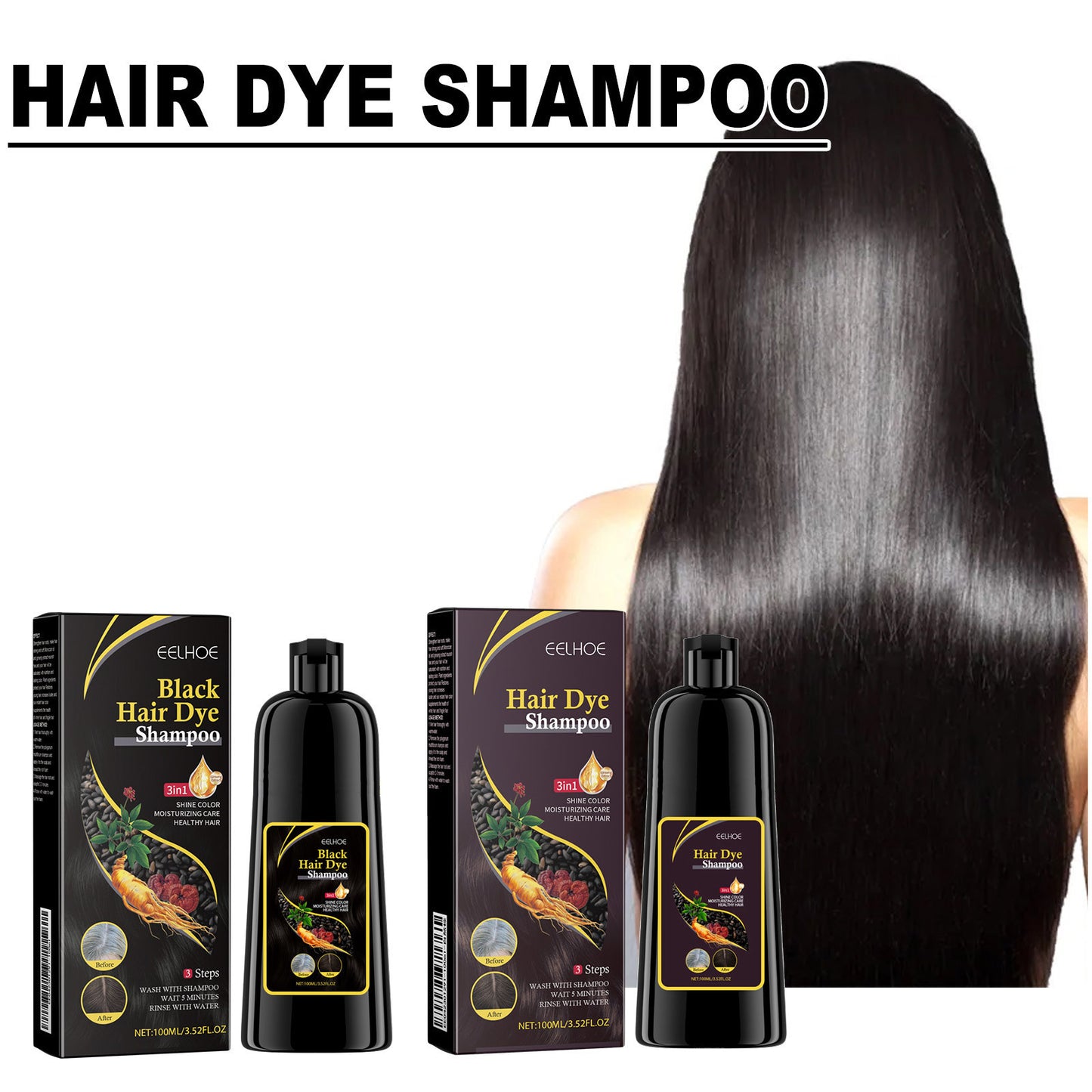 Shampooing pour cheveux noirs Eelhoe