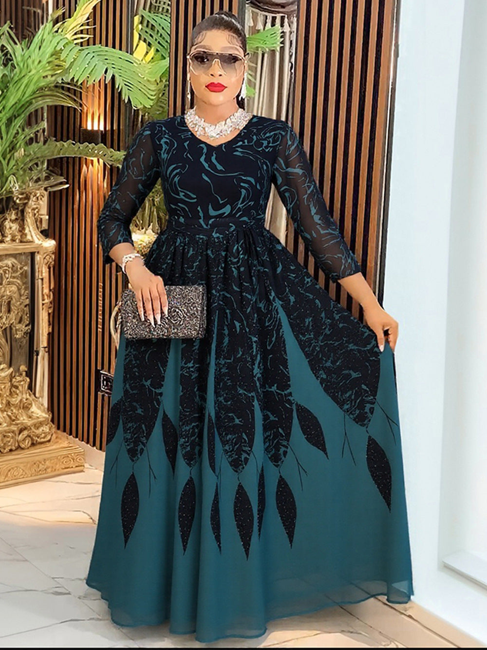robe longue en mousseline imprimée