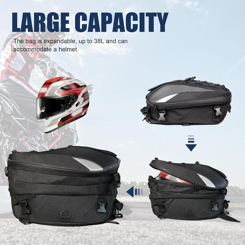 Sac à casque pour siège arrière de moto, extensible et étanche, sac à dos de conduite