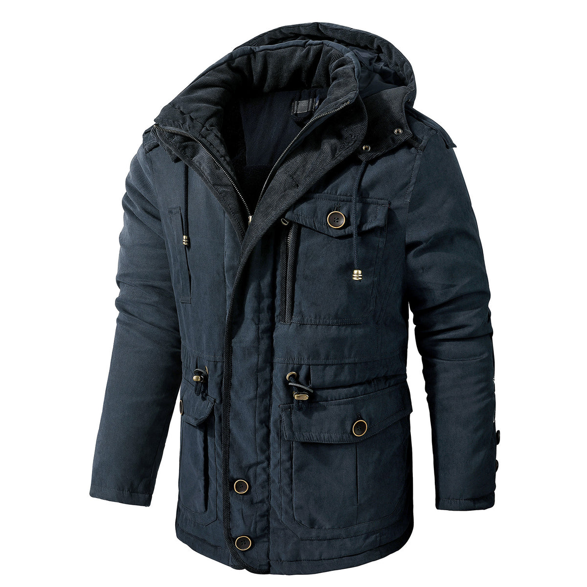 Veste en coton à capuche pour homme avec poches multiples