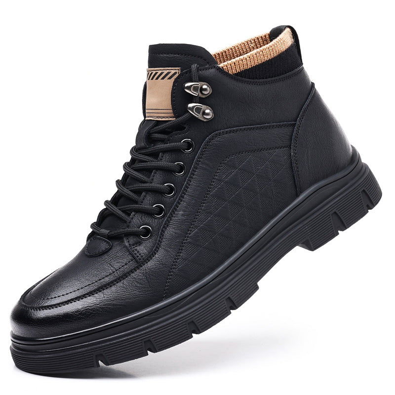Bottes en cuir velours pour hommes, montantes, chaudes, pour l'hiver