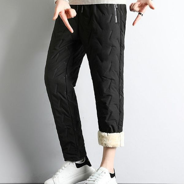 Pantalon d'hiver décontracté pour homme en mélange de laine d'agneau