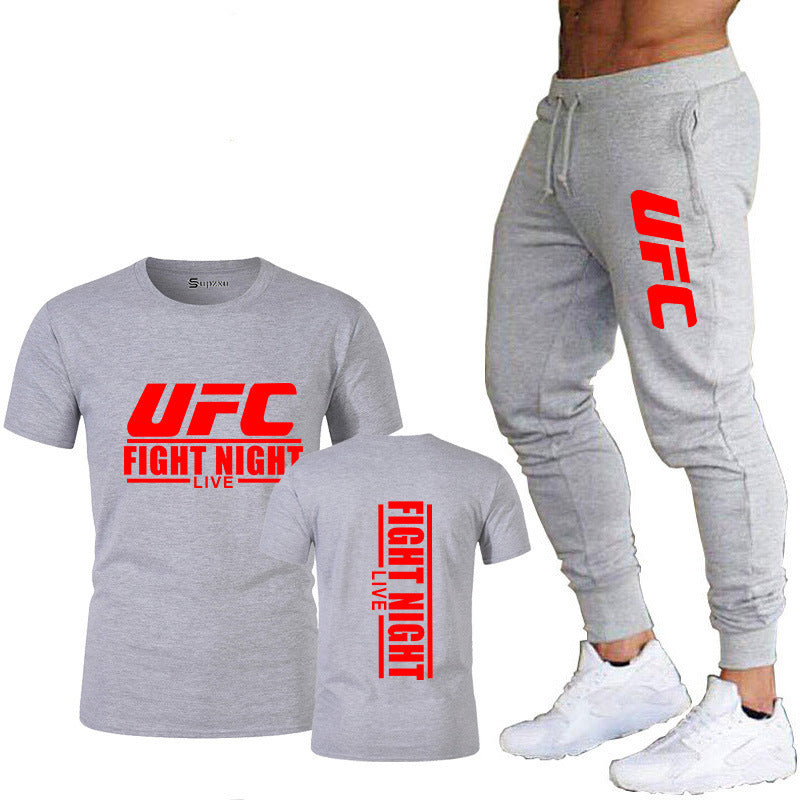 Ensemble de vêtements de sport pour hommes comprenant un t-shirt en coton et un pantalon