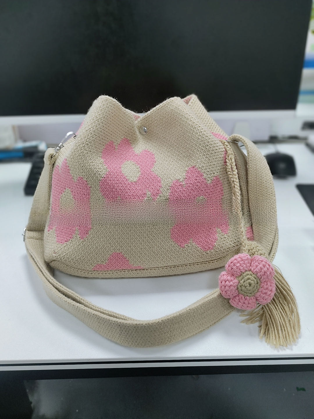 Sac fourre-tout floral au crochet fait main