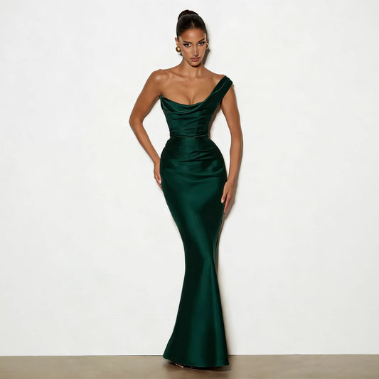 Robe de soirée sans manches à une épaule