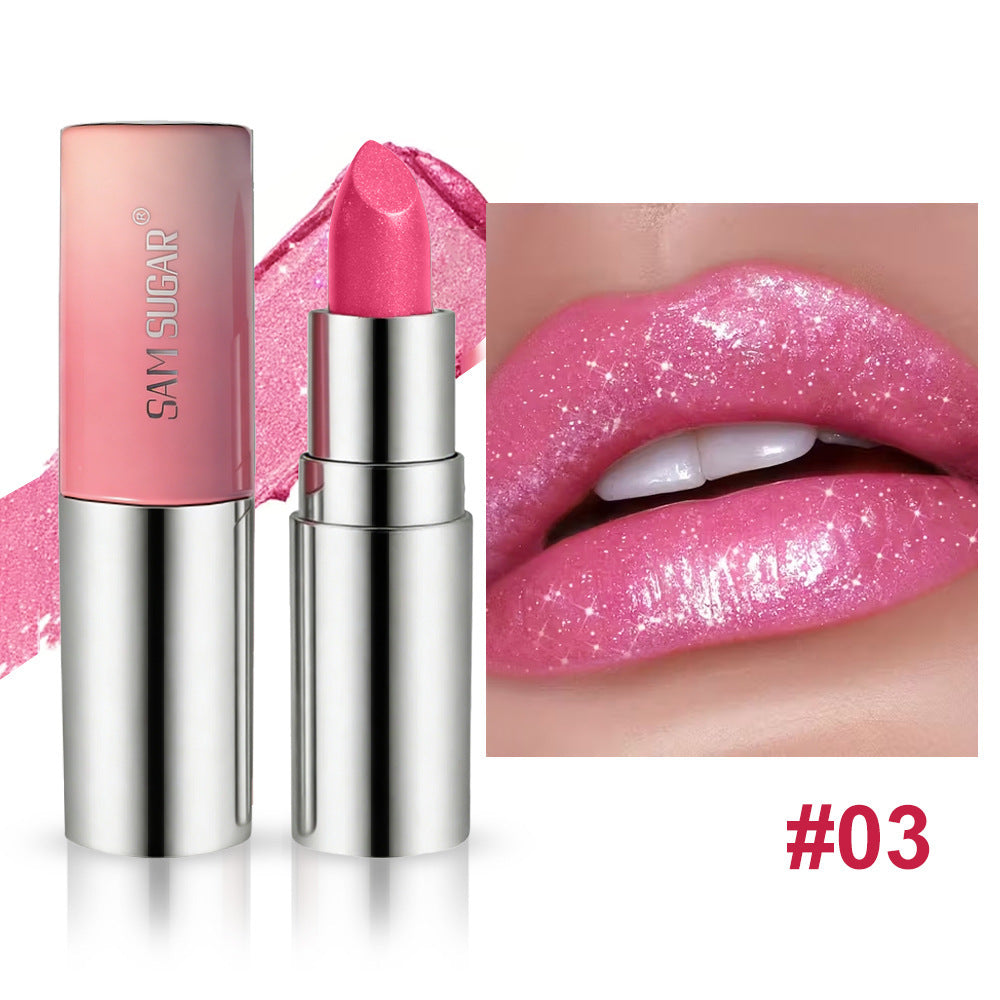 Rouge à lèvres nacré dégradé à 6 couleurs avec de fines paillettes