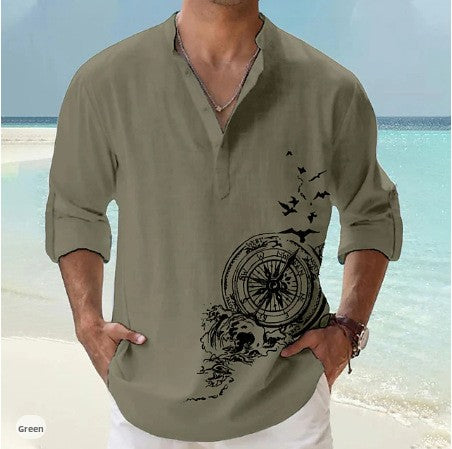 Chemise d'été à col montant imprimée