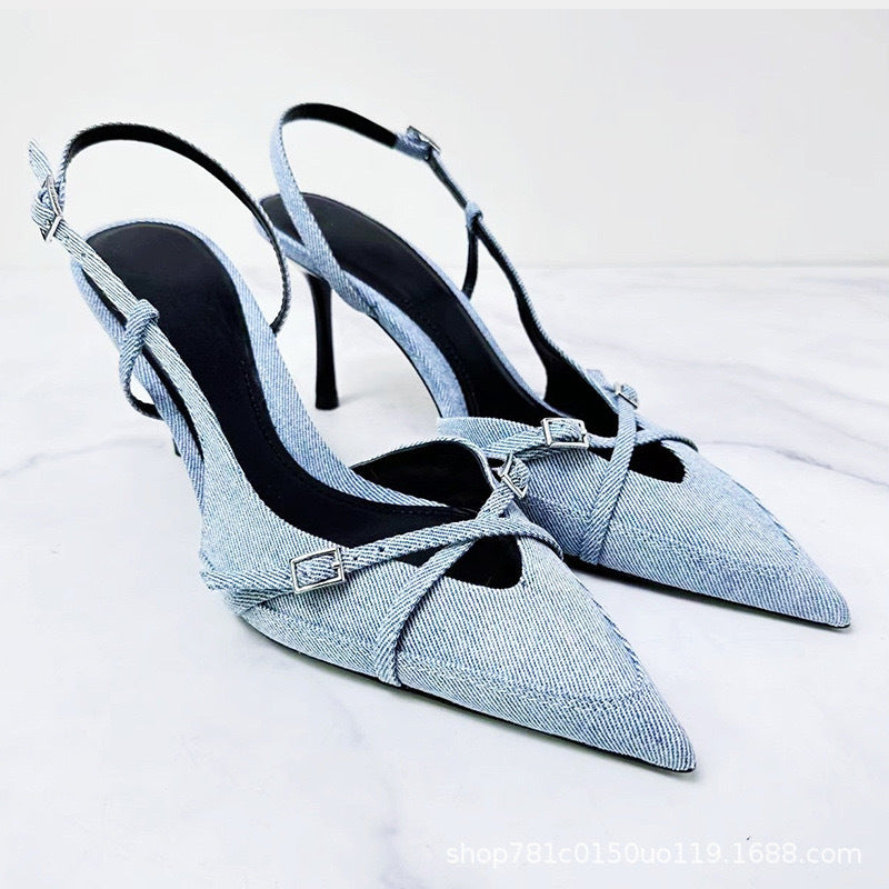 sandales à talons hauts en jean