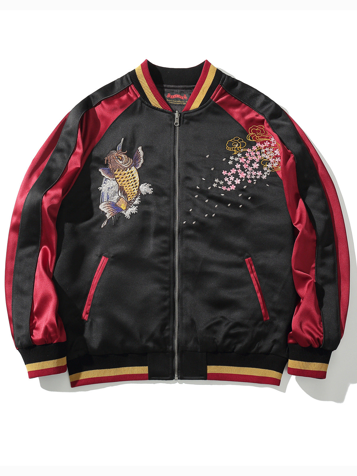 Veste à broderie de poissons Koi style chinois