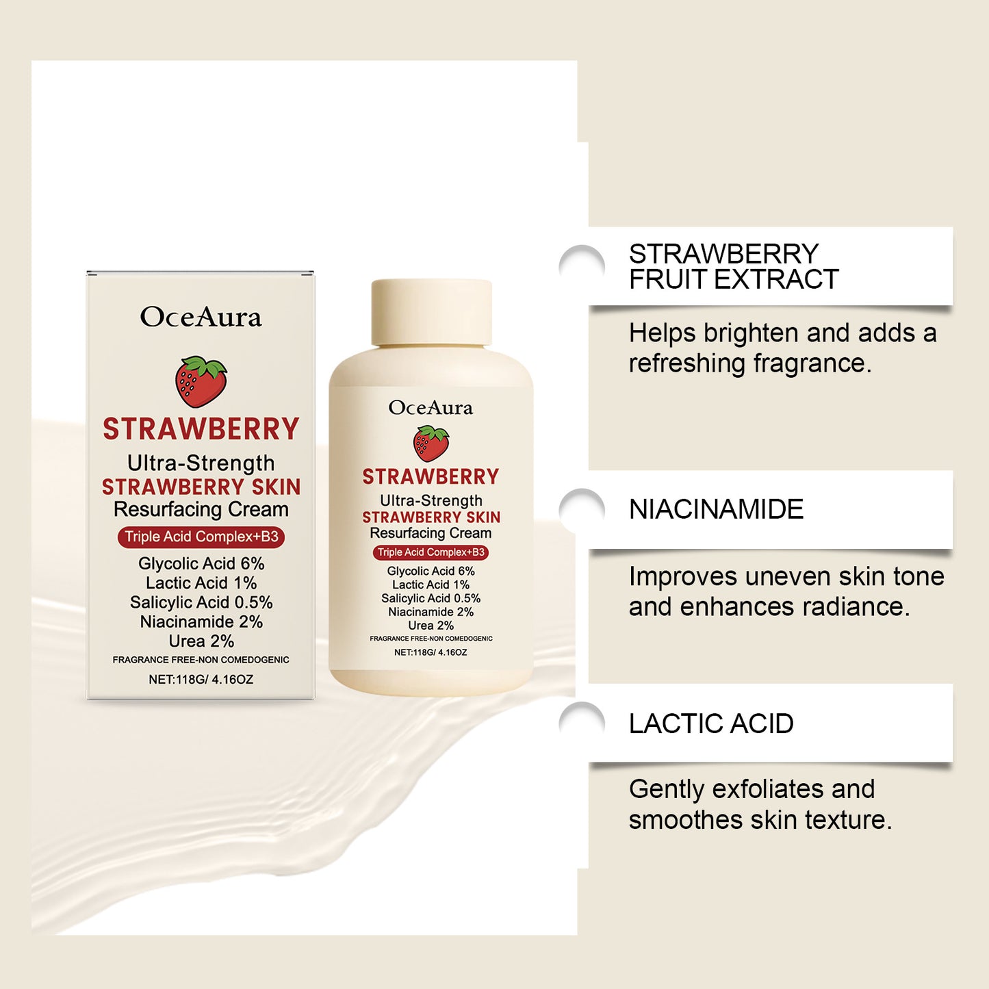 Crème hydratante pour la peau à la fraise