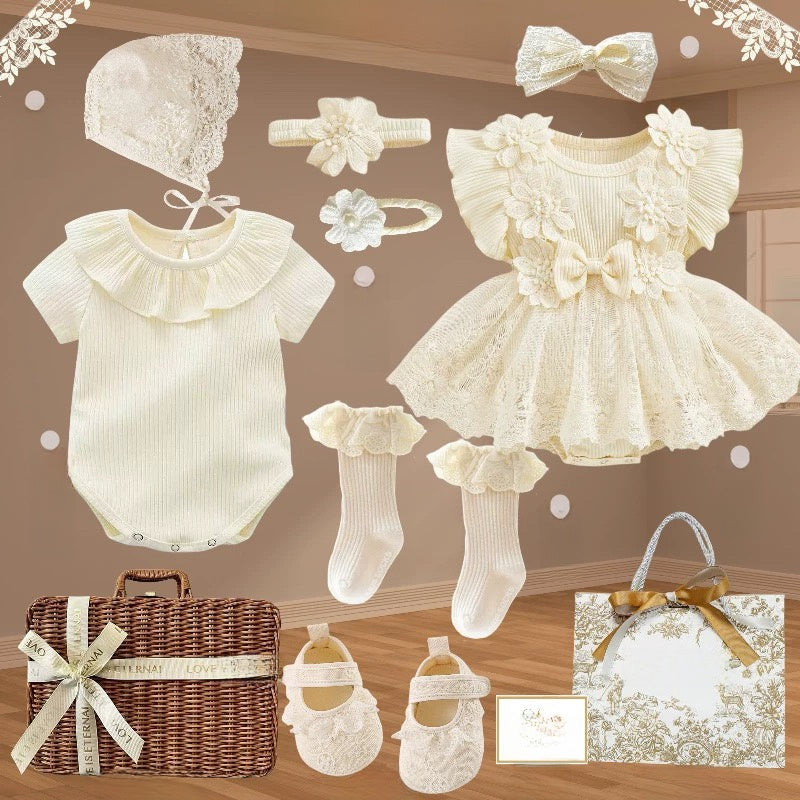 Ensemble robe en dentelle pour bébé fille avec accessoires