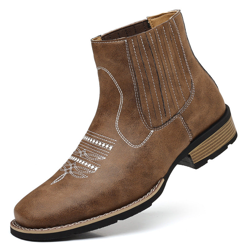 Bottes Chelsea pour hommes Chaussures décontractées en cuir à enfiler
