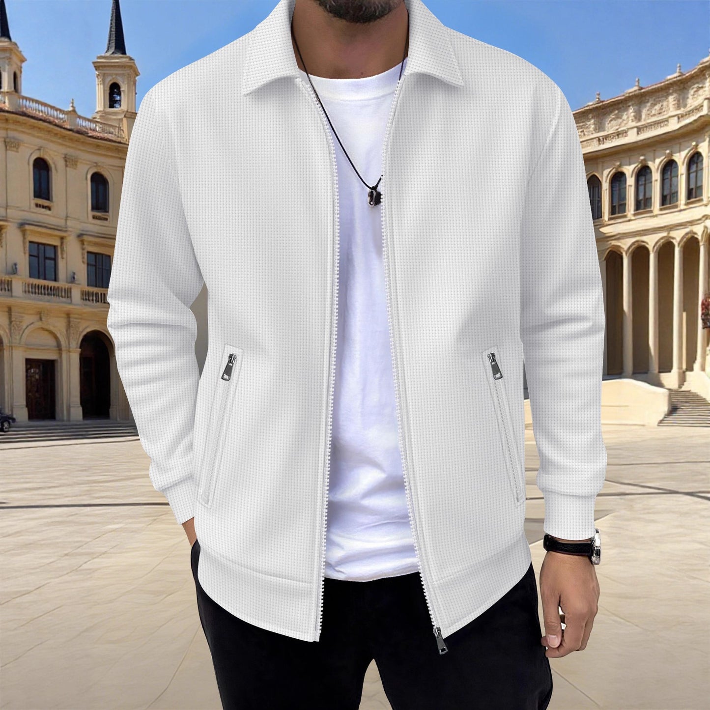 Veste décontractée pour homme avec fermeture éclair