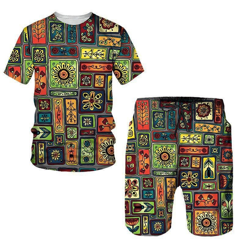 Ensemble T-shirt à manches courtes et short pour hommes en tissu africain