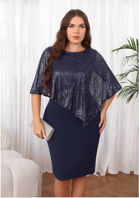 Robe grande taille à empiècements perlés