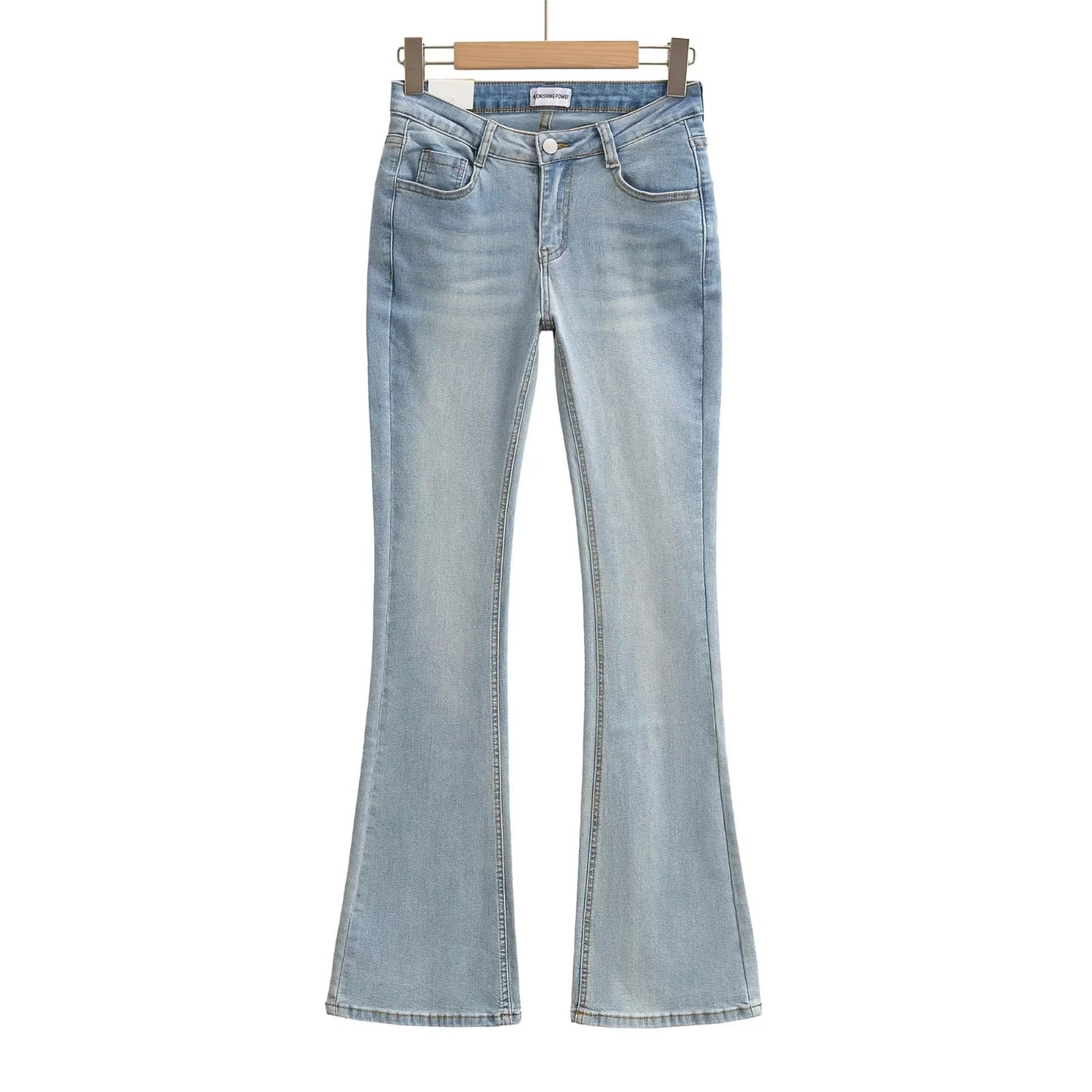 Womens Low Waist Flared Denim Pants