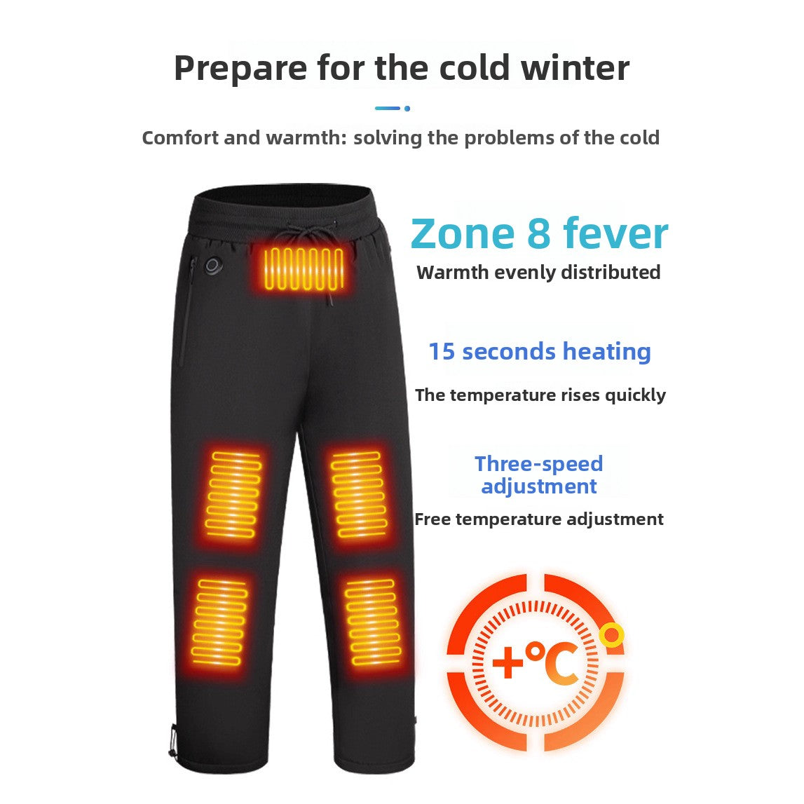 Pantalon en coton chauffant intelligent avec contrôle de température