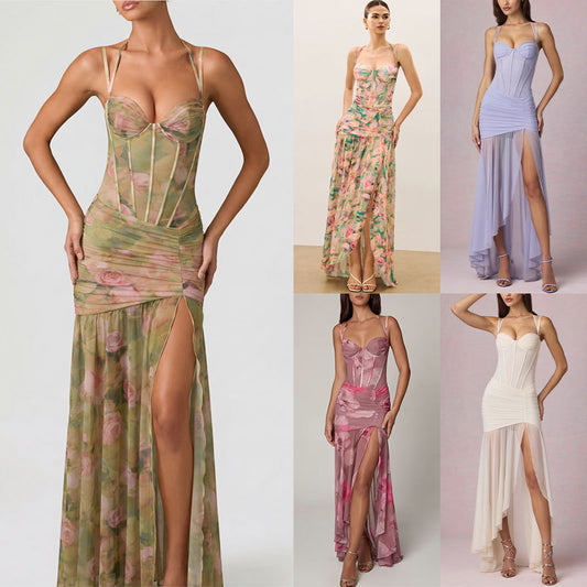 Robe de plage en mesh imprimé pour femmes
