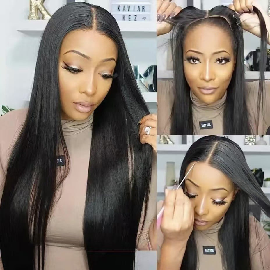 Perruque longue en cheveux humains lisses
