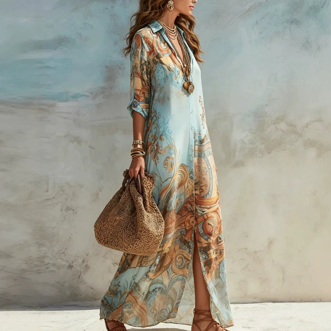 Robe fluide à imprimé rétro