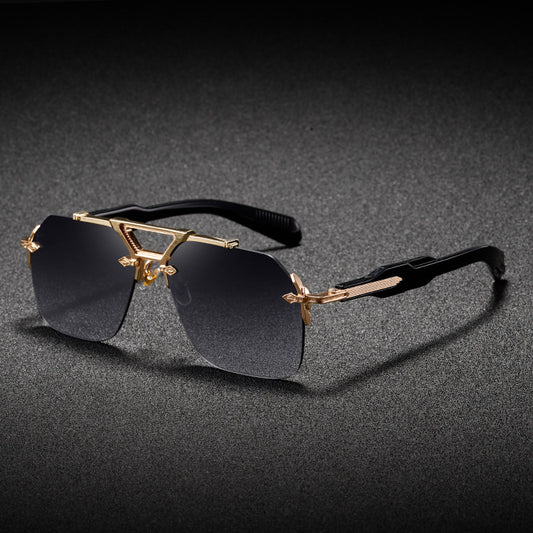 Lunettes de soleil à double faisceau métallique, grande monture, protection UV