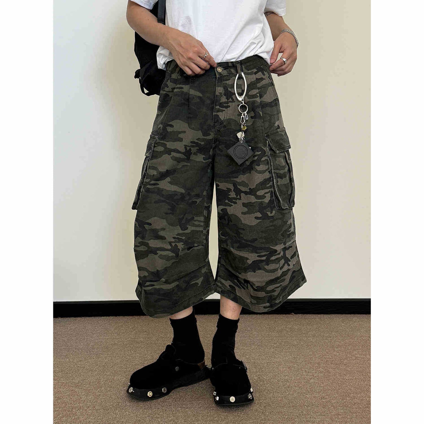 Pantalon court ample camouflage rétro américain