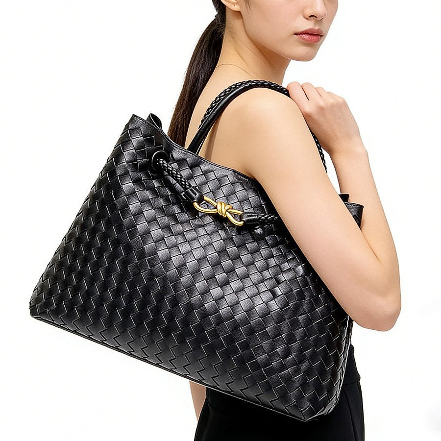Sac fourre-tout tissé avec boucle en corde métallique