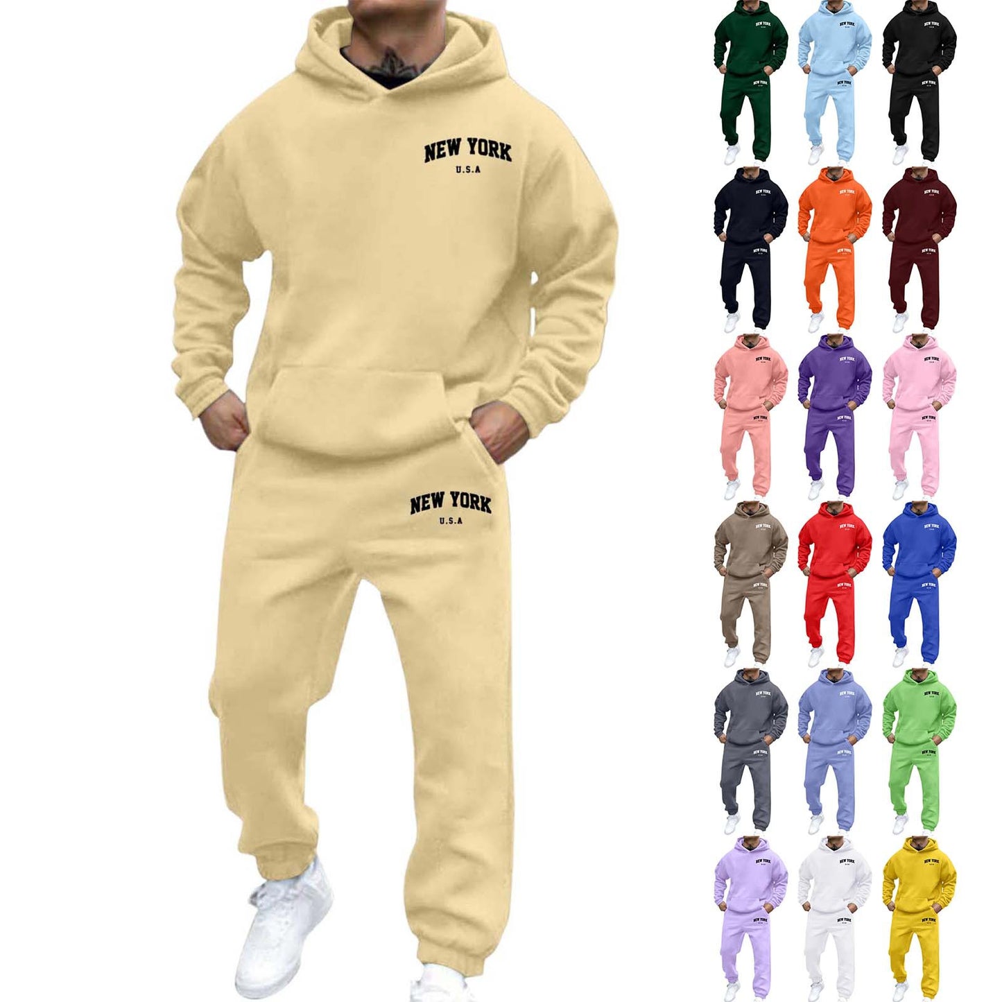 Habit :Sweat-shirt a capuche imprime en velours et pantalon de survetement