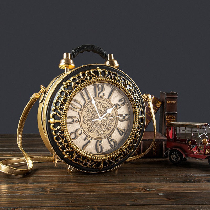 Sac à main au design d'horloge rétro