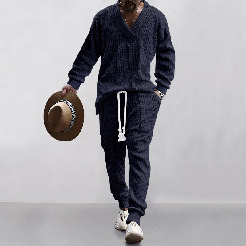 Costume décontracté pour hommes en maille jacquard