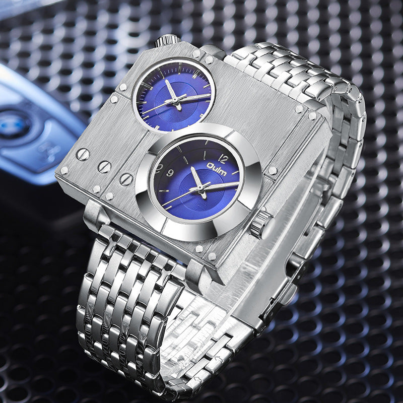Montre pour hommes de style punk étanche à quartz avec bracelet en acier inoxydable