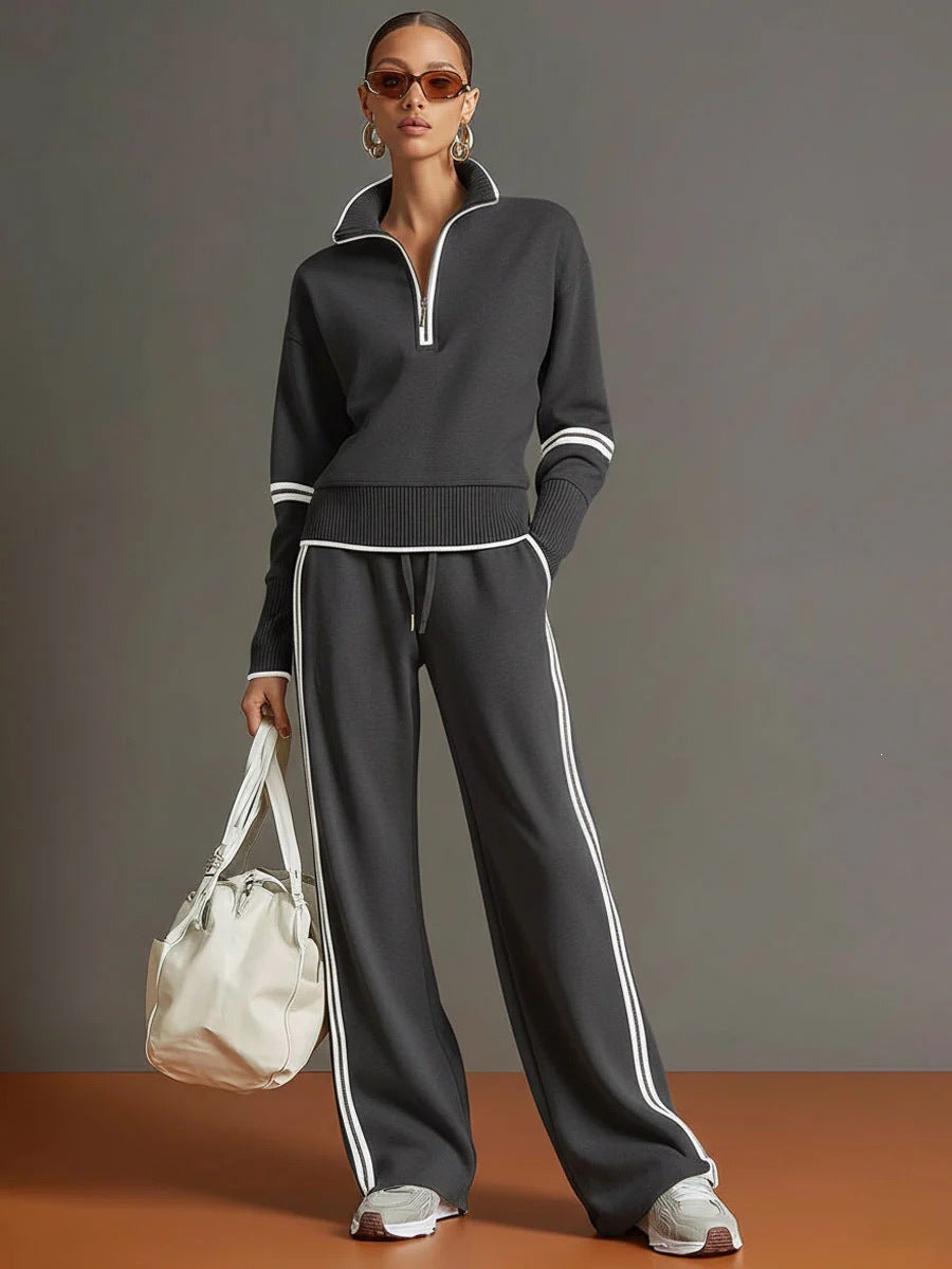 Ensemble de survêtement pour femmes à pantalon large avec cordon de tirage